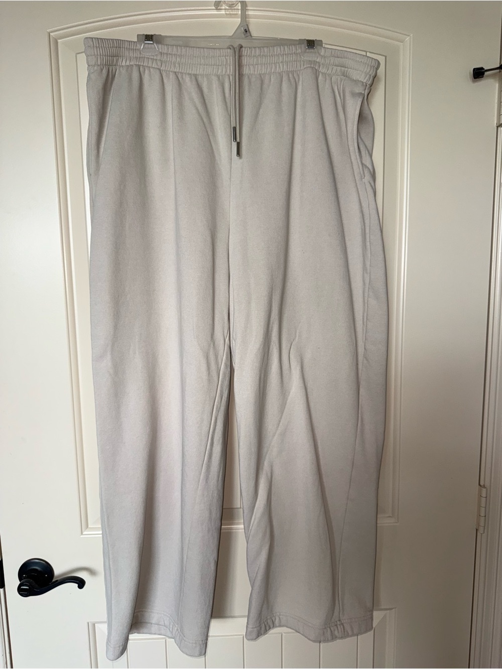 H & M Women’s Casual Wide Leg Drawstring Pants - Light Gray Size XL